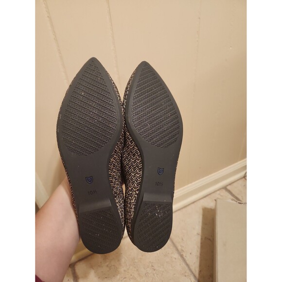 Rothy's "The Point" Flats in "Sparkle Herringbone" Black & Gold Size 10.5 - Picture 7 of 12